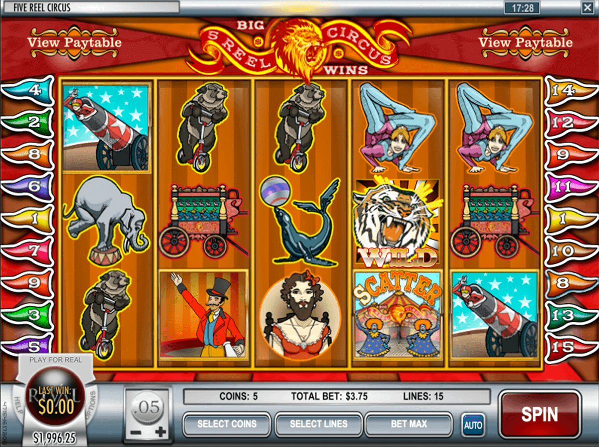 Play 5 Reel Circus Slot Machine Free With No Download