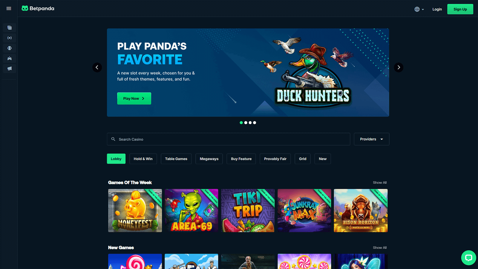 BetPanda Casino Homepage