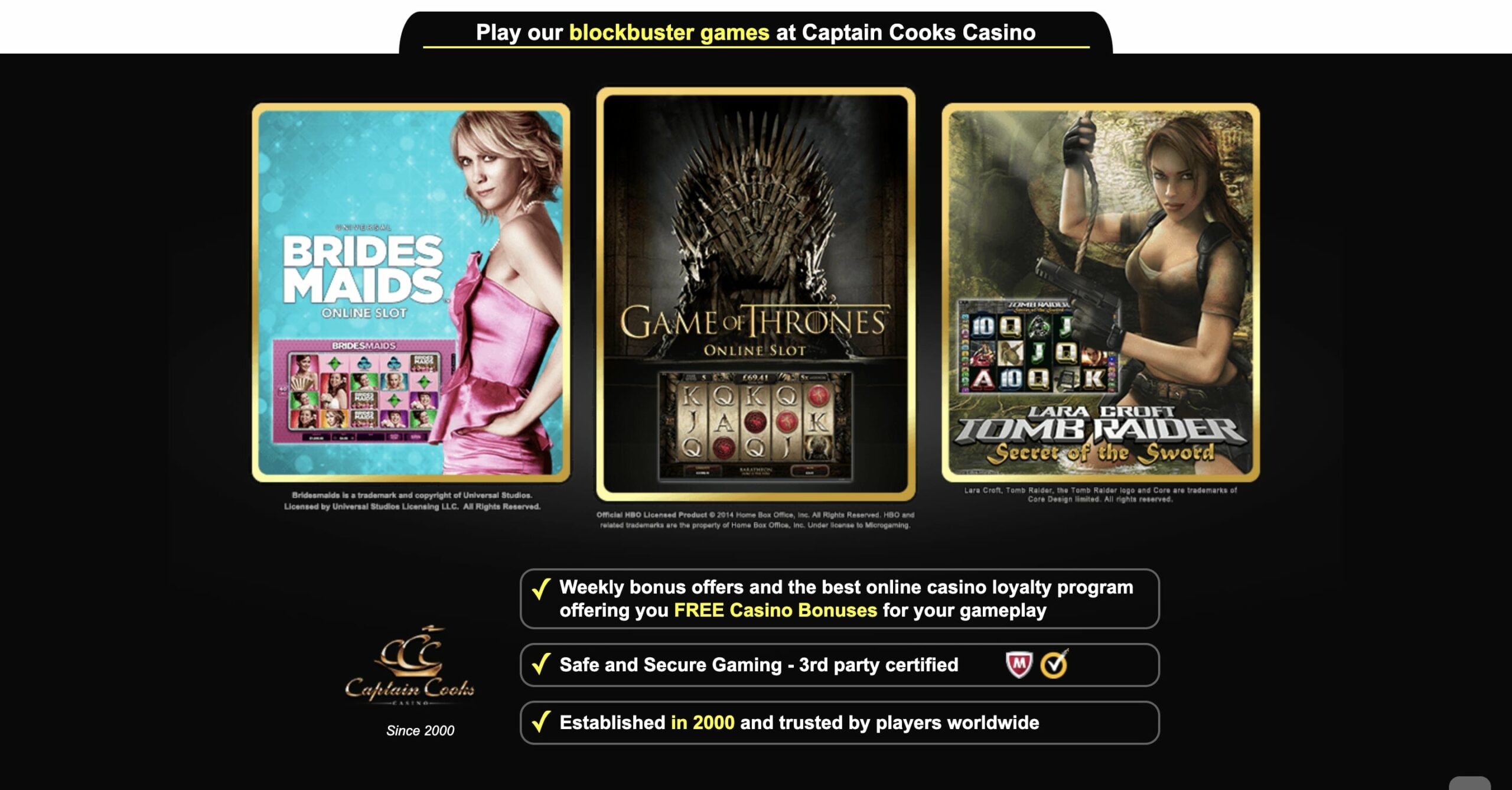 captain cooks casino games