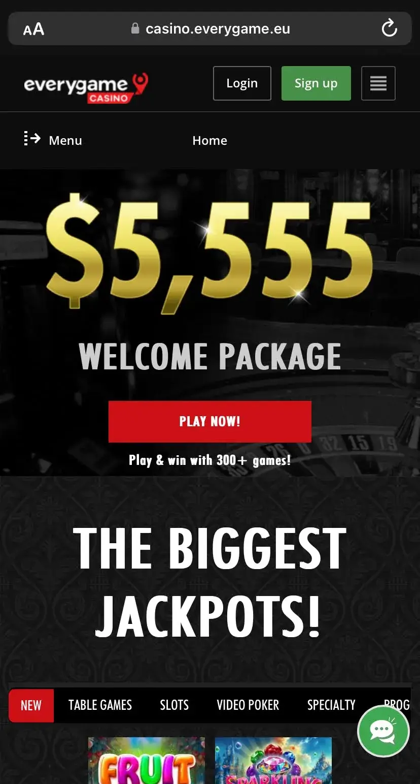 EveryGame Casino Welcome Package Canada