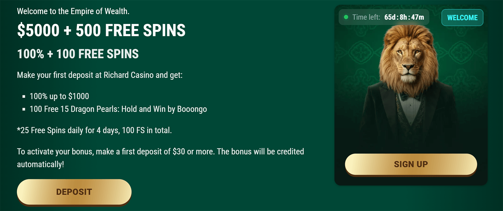 Richard Casino Welcome Offer in Canada