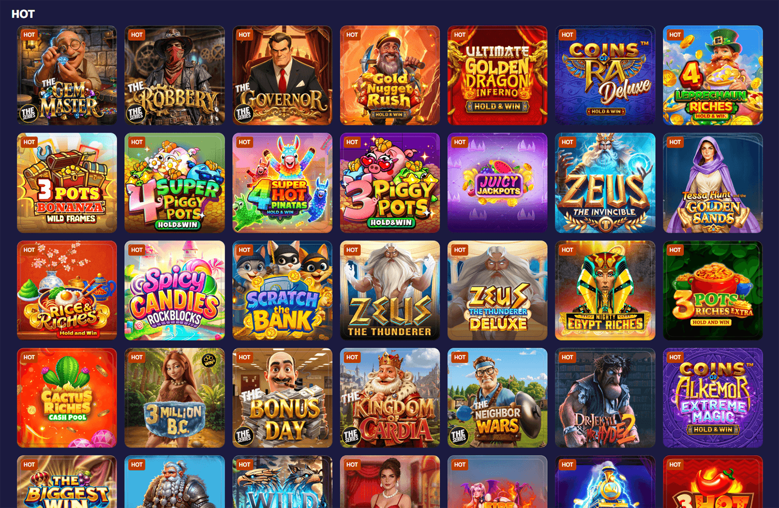 Rocky Casino HOT Games Selection in Canada