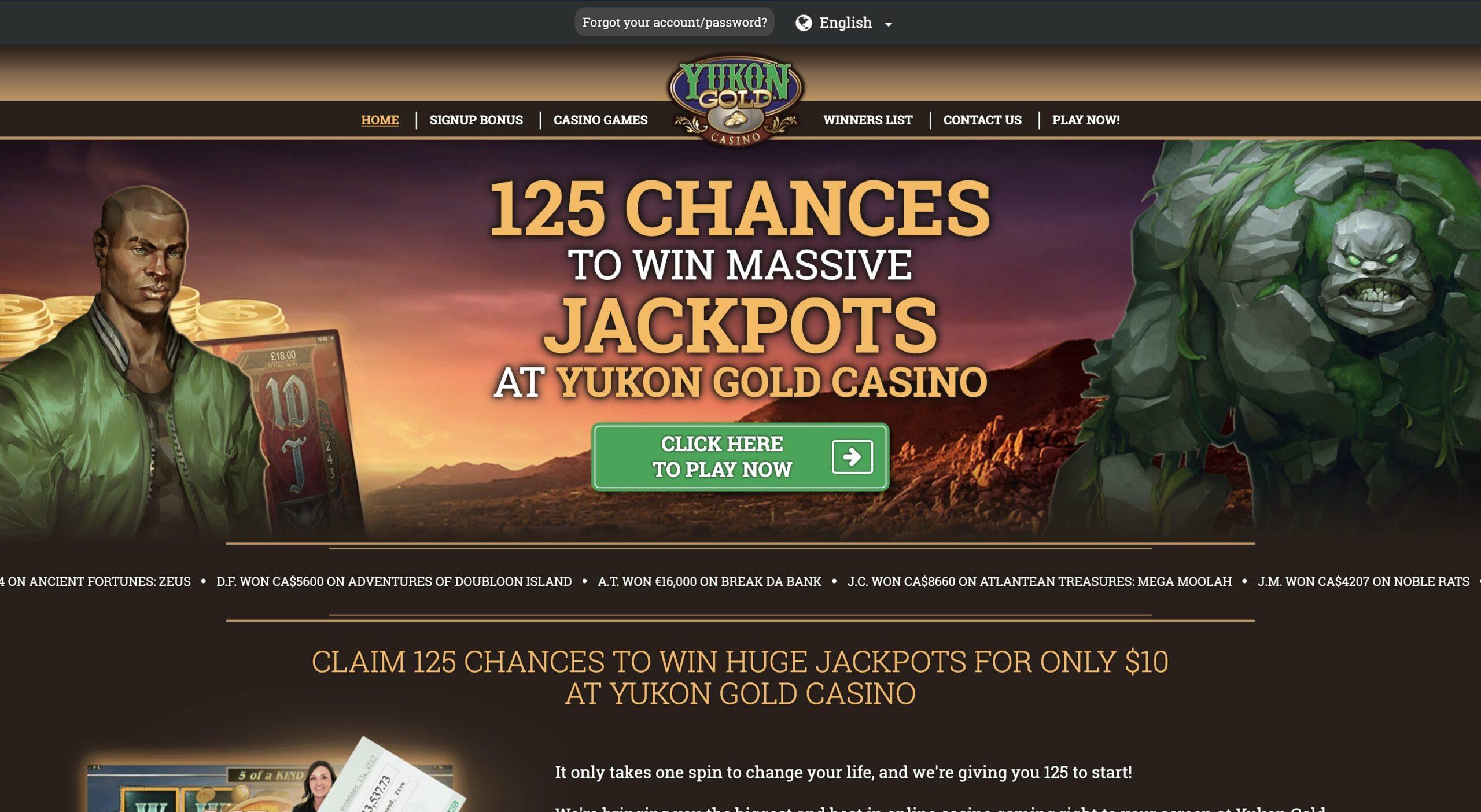 Yukon Gold casino bonuses