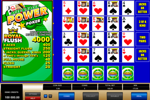 aces and faces  play power poker microgaming video poker