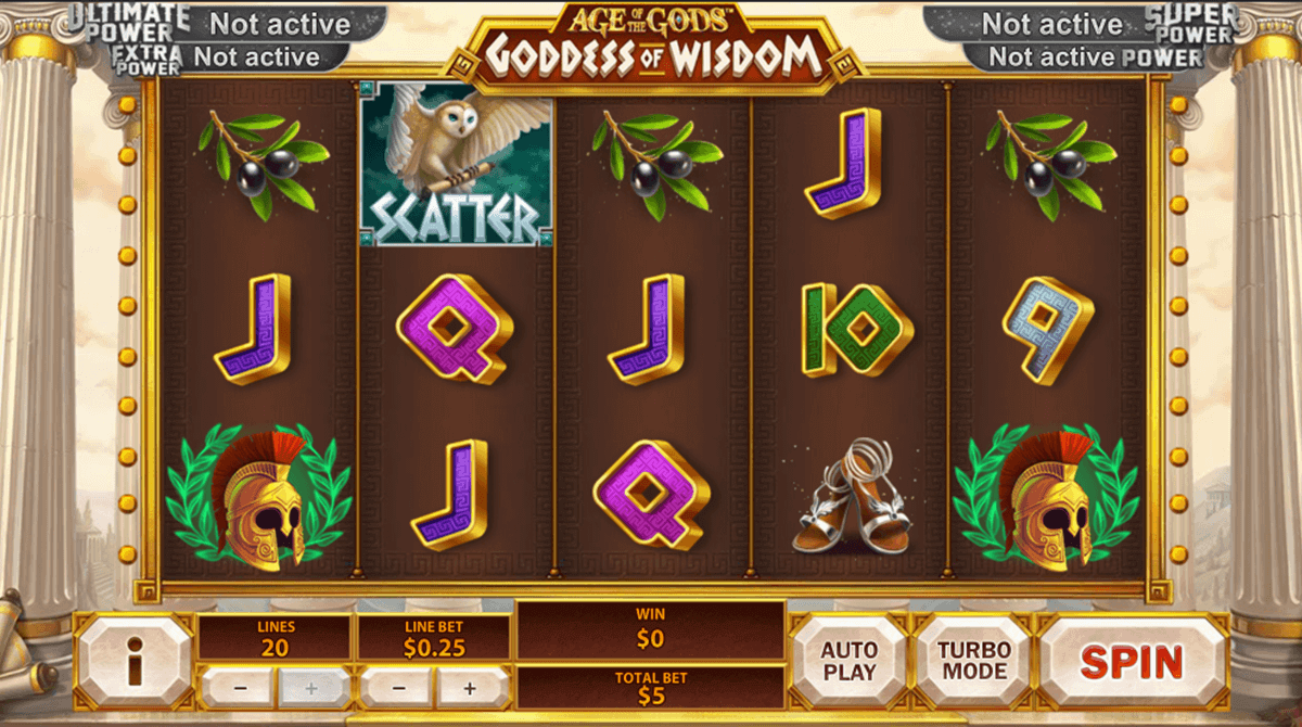 Age of the gods goddess of wisdom playtech slot game