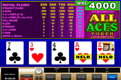 all aces poker microgaming video poker