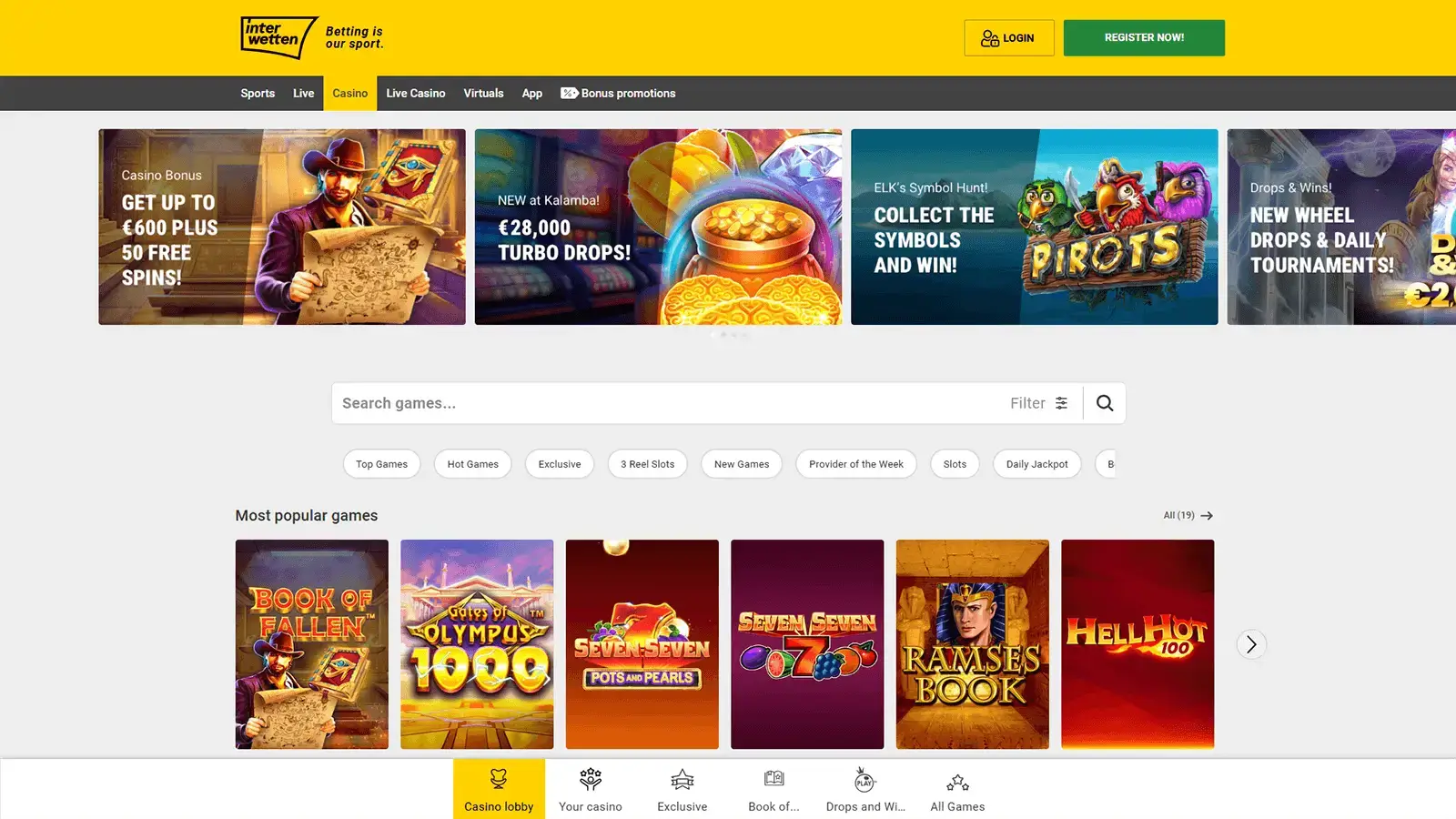Interwetten Casino Homepage in Canada