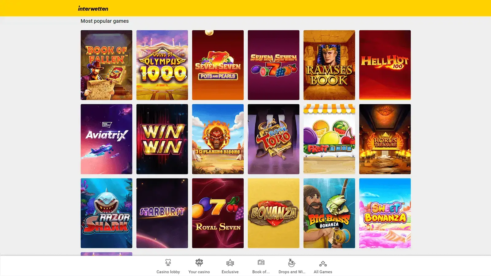 Interwetten Casino Most Popular Games