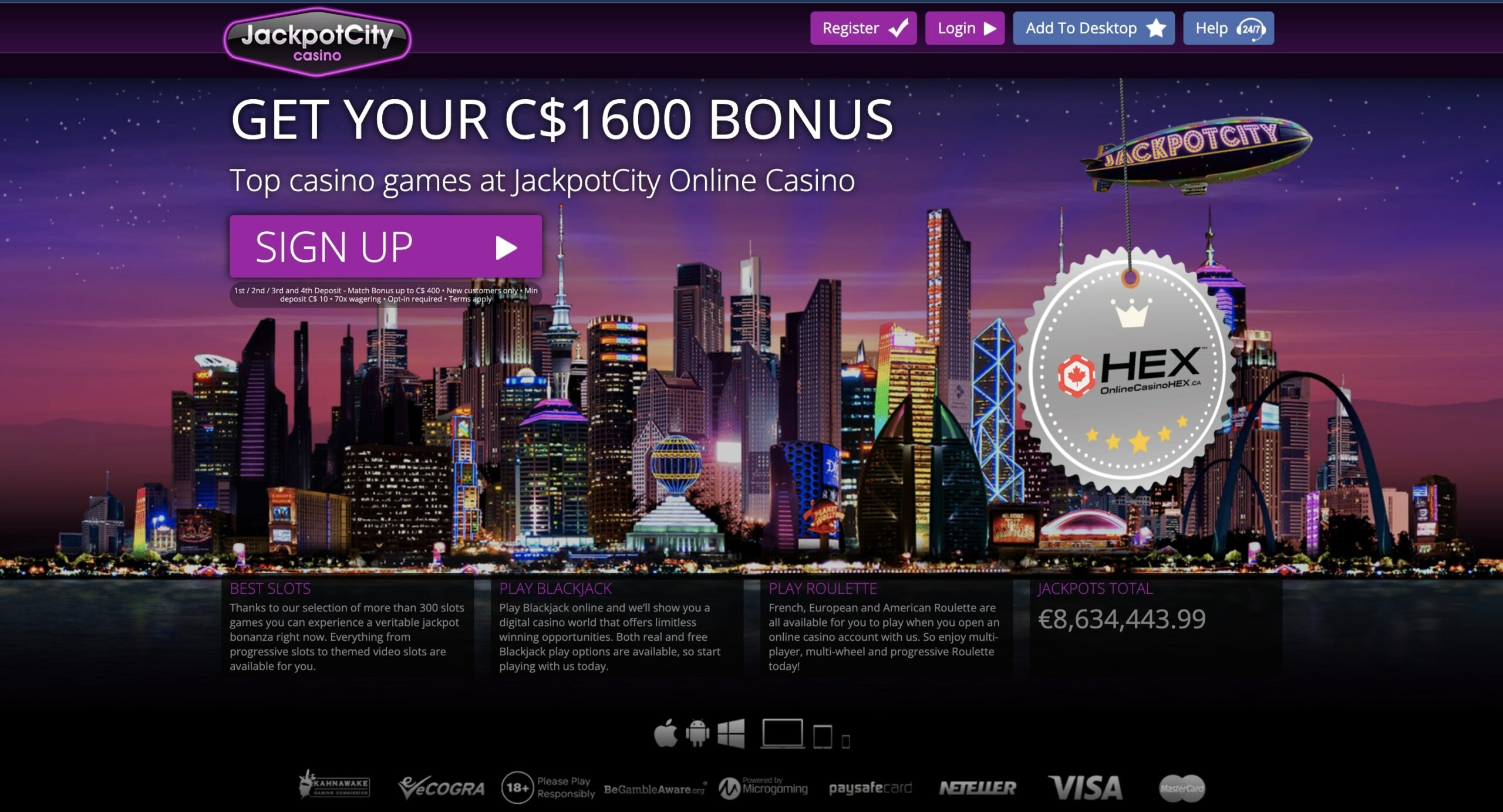 jackpot city casino welcome bonus