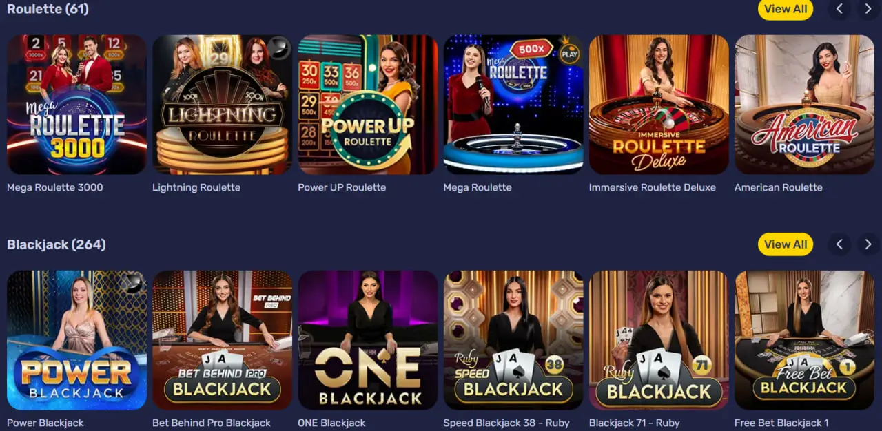 Live Casino Games at Galactic Wins