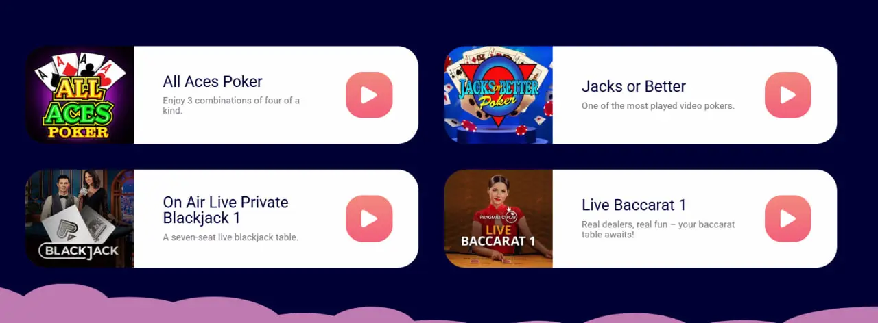 Live Casino Games at Spin Galaxy
