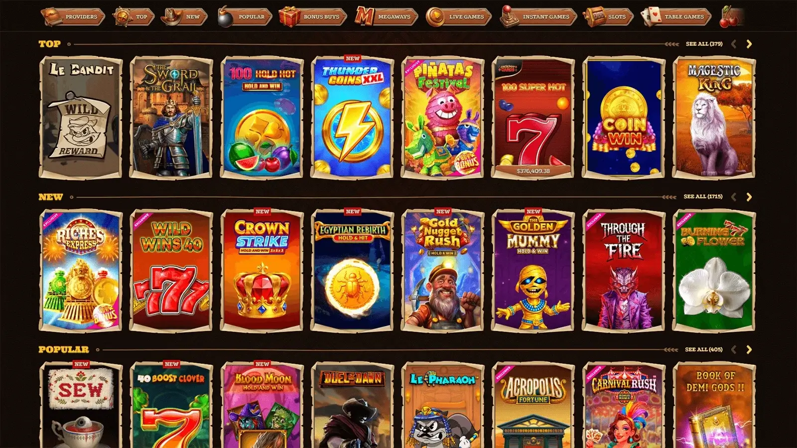 Lizaro Casino TOP Games