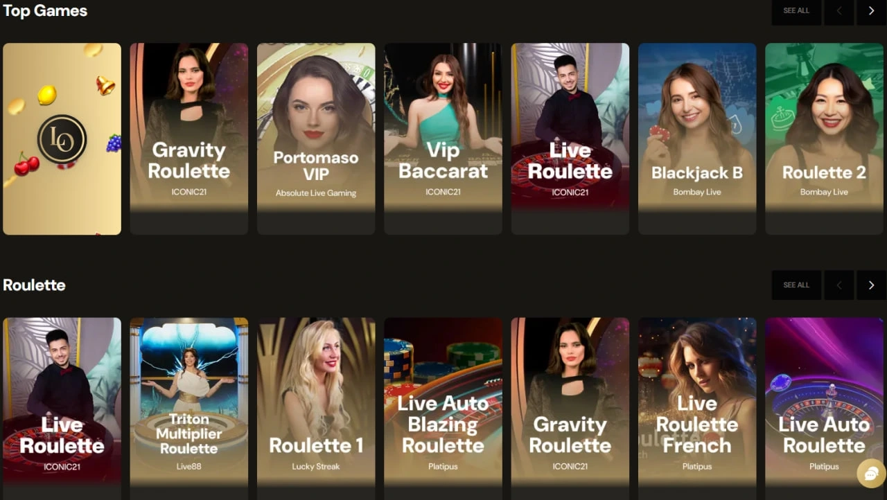 lucky ones casino live casino games