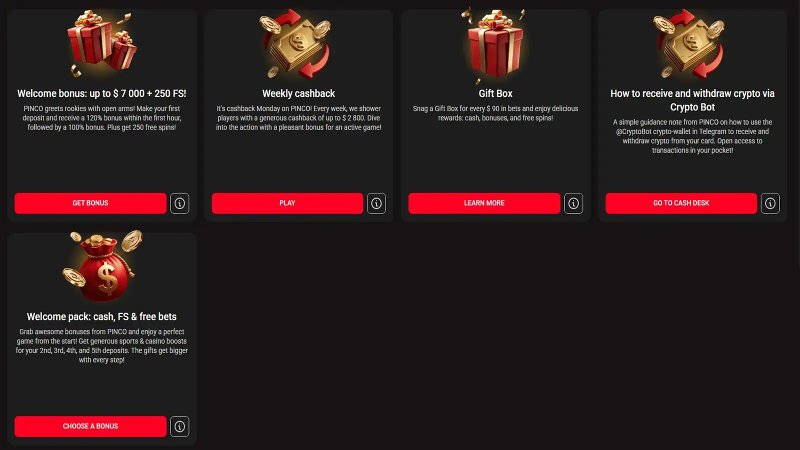 Pinco Casino Bonuses in Canada