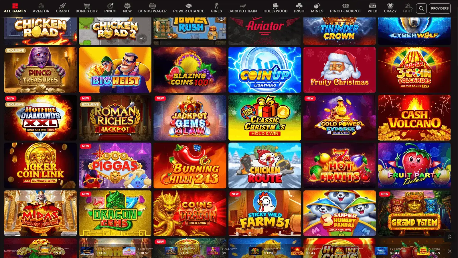 Pinco Casino Game Selection in Canada
