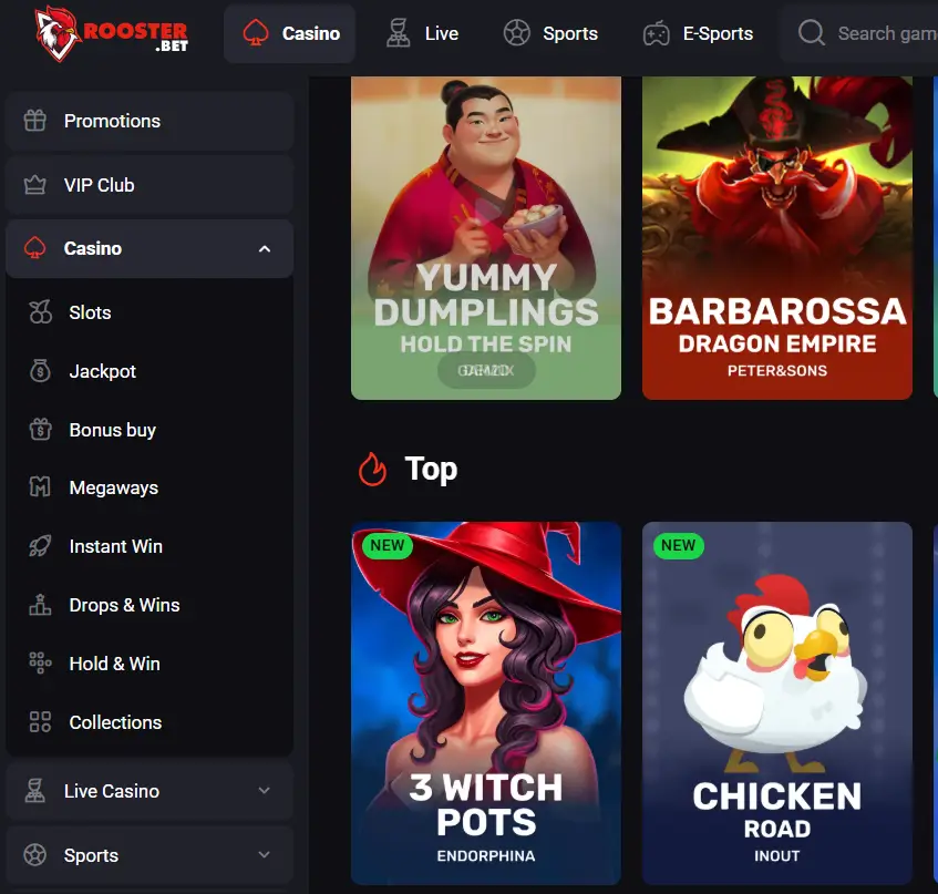 RoosterBet Mobile Version