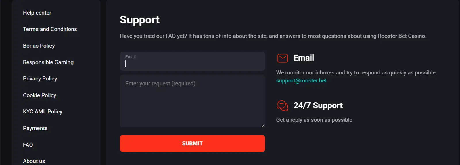 RoosterBet Support