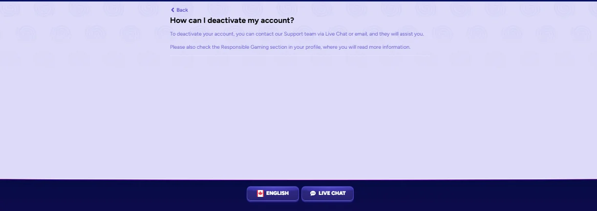 Spinbara Casino Hot to deactivate account