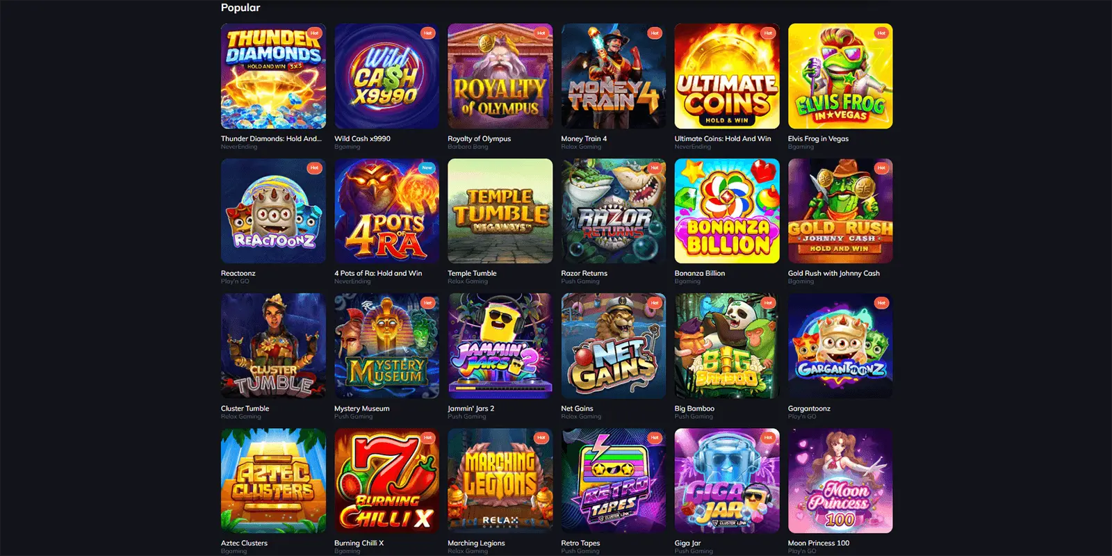 SpinEmpire Casino Games Selection in Canada
