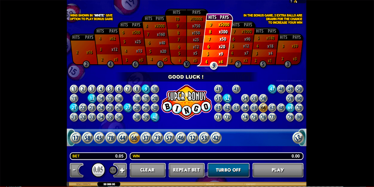 super bonus bingo microgaming 