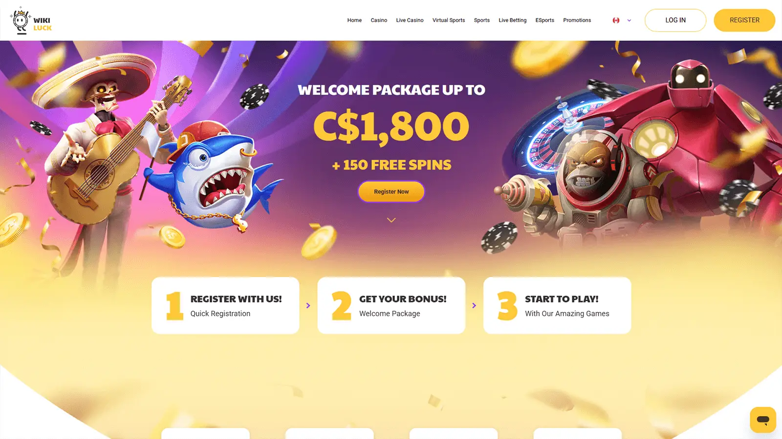 WikiLuck Casino Homepage in Canada