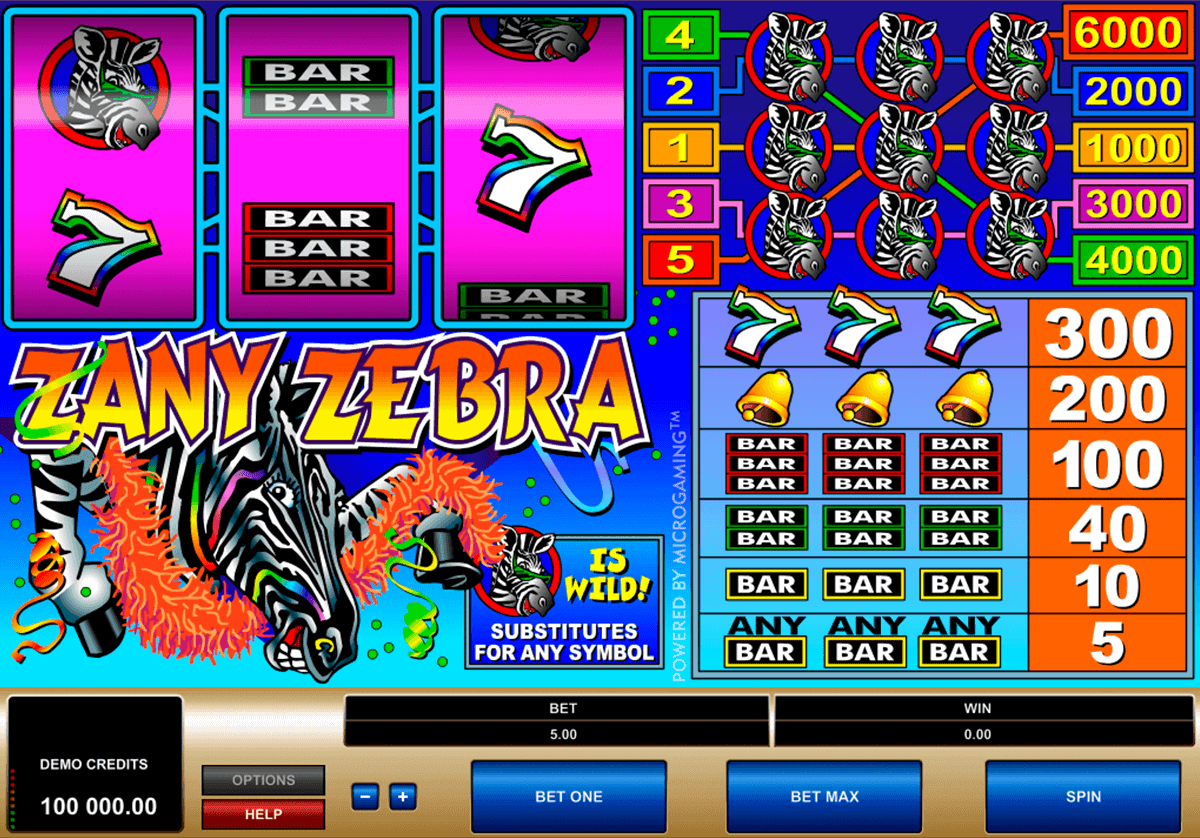 Play Zany Zebra FREE Slot - Microgaming Casino Slots Online