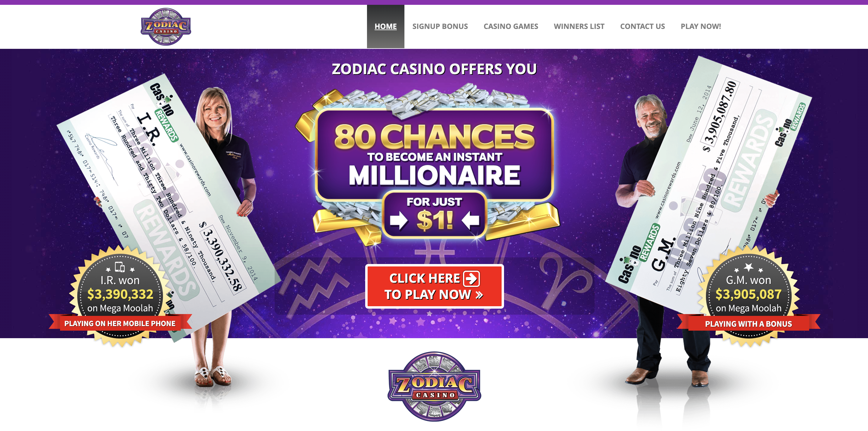 zodiac casino welcome package
